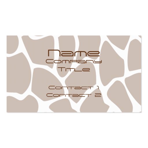 Giraffe Print Pattern in Brown. Business Card Templates (front side)