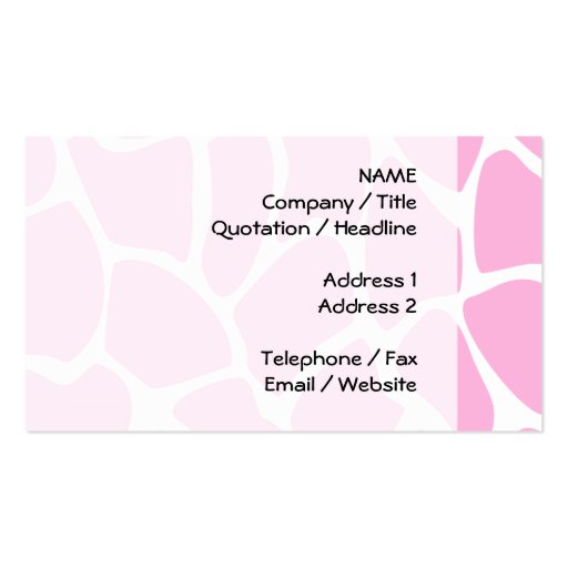 Giraffe Print Pattern in Candy Pink. Business Cards (front side)