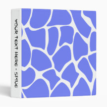 Giraffe Print Pattern in Cornflower Blue. 3 Ring Binder