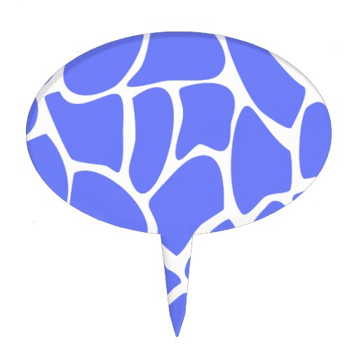 Giraffe Print Pattern in Cornflower Blue. Oval Cake Toppers