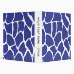 Giraffe Print Pattern in Dark Blue. 3 Ring Binders