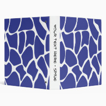 Giraffe Print Pattern in Dark Blue. 3 Ring Binders