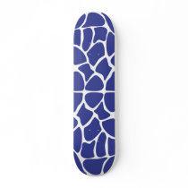 Giraffe Print Pattern in Dark Blue. Skate Deck