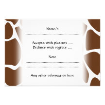 Giraffe Print Pattern in Dark Brown. Personalized Announcements