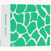 Giraffe Print Pattern in Jade Green. 3 Ring Binder