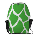 Giraffe Print Pattern in Jungle Green. Messenger Bags