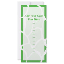 Giraffe Print Pattern in Jungle Green. Custom Rack Cards