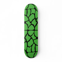 Giraffe Print Pattern in Jungle Green. Skate Deck