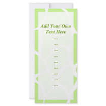 Giraffe Print Pattern in Light Lime Green. Rack Card