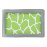 Giraffe Print Pattern in Lime Green. Rectangular Belt Buckle