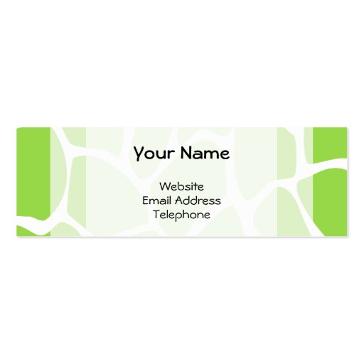 Giraffe Print Pattern in Lime Green. Business Card Template (front side)