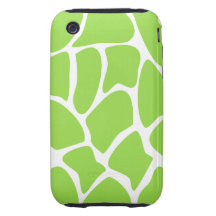 Giraffe Print Pattern in Lime Green. Tough iPhone 3 Case