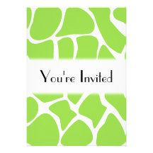 Giraffe Print Pattern in Lime Green. Custom Invites