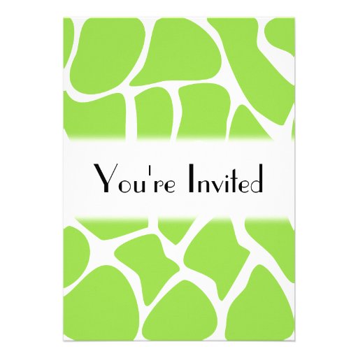 Giraffe Print Pattern in Lime Green. Custom Invites