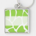 Giraffe Print Pattern in Lime Green. Key Chains