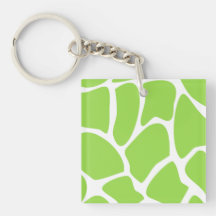 Giraffe Print Pattern in Lime Green. Acrylic Key Chains