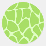 Giraffe Print Pattern in Lime Green. Round Sticker