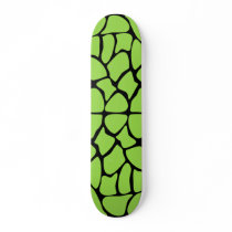 Giraffe Print Pattern in Lime Green. Custom Skateboard