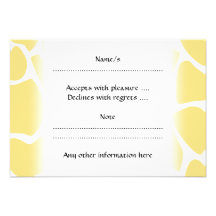 Giraffe Print Pattern in Yellow. Custom Invites