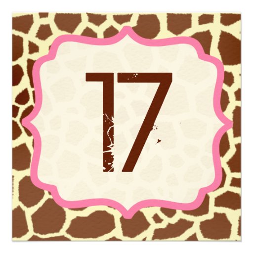 Giraffe Print & Pink Birthday Party Invitation