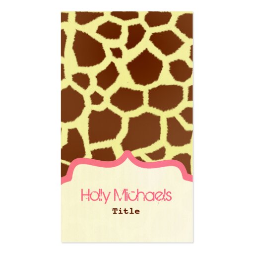 Giraffe Print & Pink Business Card (front side)