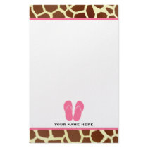 Giraffe Print & Pink Flip Flops Stationery