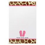 Giraffe Print &amp; Pink Flip Flops Stationery