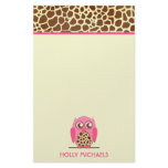 Giraffe Print &amp; Pink Owl Stationery