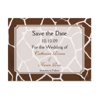 Giraffe print save the date postcard by PixDezines