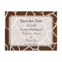Giraffe print save the date postcard