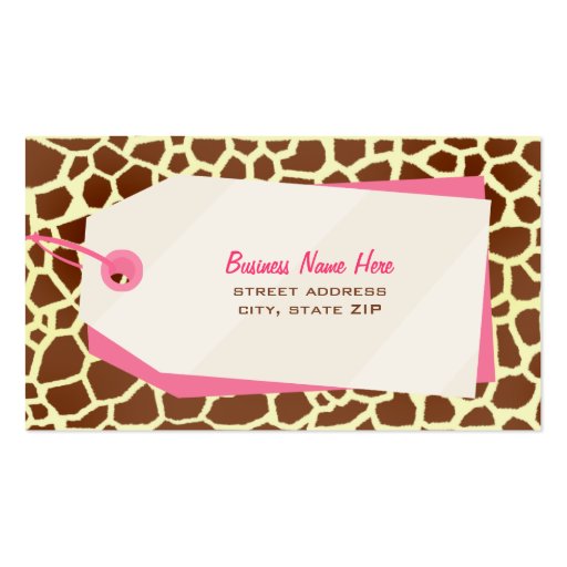 Giraffe Print & Shopping Tag Retail Business Card (front side)