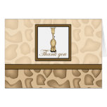 Giraffe Print Thank You - Brown Greeting Card