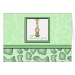 Giraffe Print Thank You - Green Greeting Cards