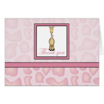 Giraffe Print Thank You - Pink Greeting Cards