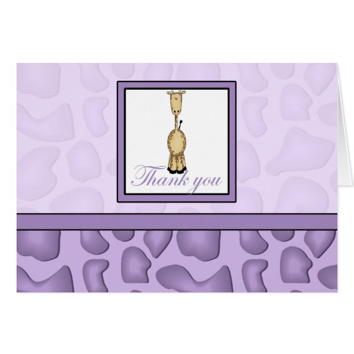 Giraffe Print Thank You - Purple Cards