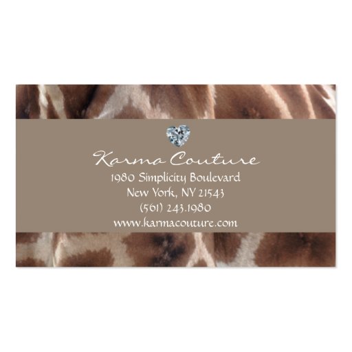 giraffe print w/ heart shaped diamond business card template (front side)