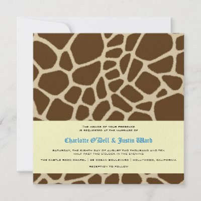 Printing Wedding Invitations on Giraffe Print  Wedding Invitation