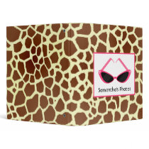 Giraffe Print With Retro Pink Sunglasses Binder