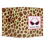 Giraffe Print With Retro Pink Sunglasses Binder