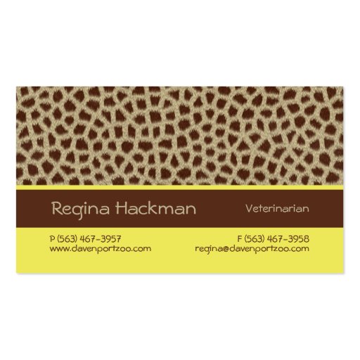 Giraffe Print [yellow] Business Cards (back side)