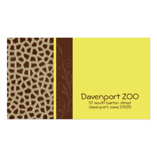 Giraffe Print [yellow] Business Cards (front side)