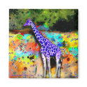 Giraffe Purple Psychedelic Magnet by robcork Giraffe Purple Psychedelic Magnet