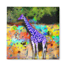Giraffe Purple Psychedelic Magnet by robcork Giraffe Purple Psychedelic Magnet