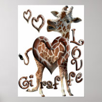 GIRAFFE SENDING LOVE POSTER HEART RINGS