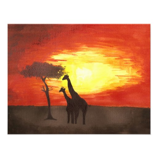 Giraffe Silhouette Invitations