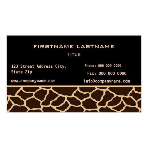 Giraffe skin Business Cards (back side)