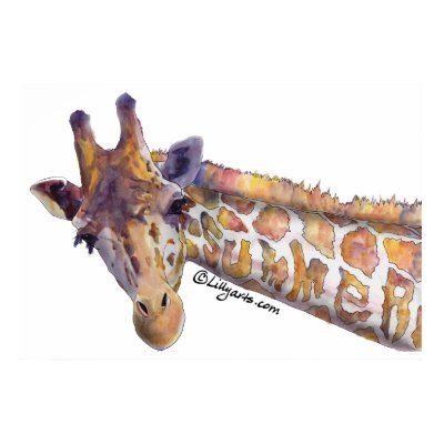 Giraffe Summer Watercolor Poster Print by zooogle