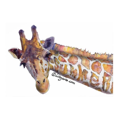 Giraffe Summer Watercolor Poster Print print