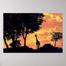 giraffe sunset print