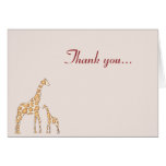 Giraffe Thank you - Peach Greeting Card
